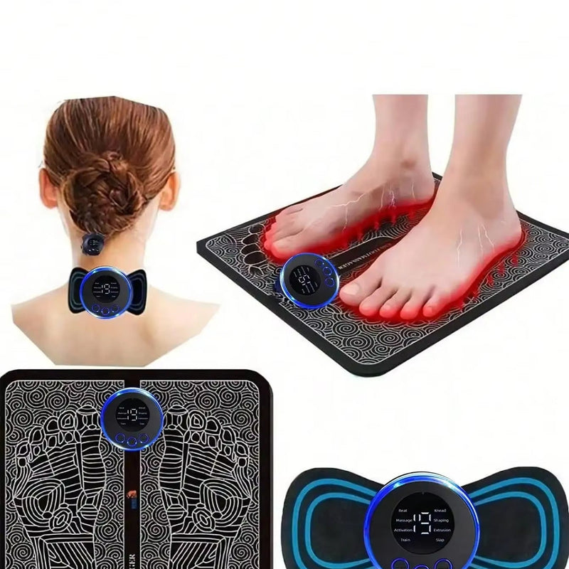 Kit Masajeador de Pies EMS + Electroestimulador Portátil Mariposa