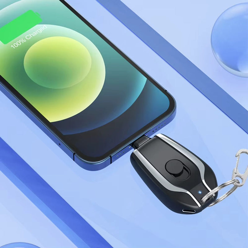 Mini Cargador Portatil Llavero Lightning y USB-C