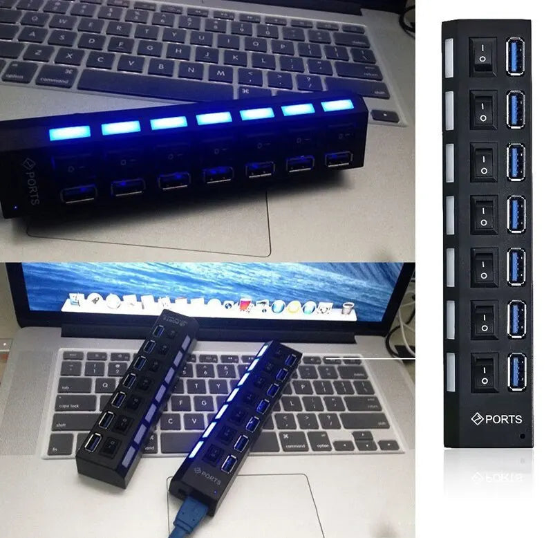 Hub USB 7 Puertos con Interruptores