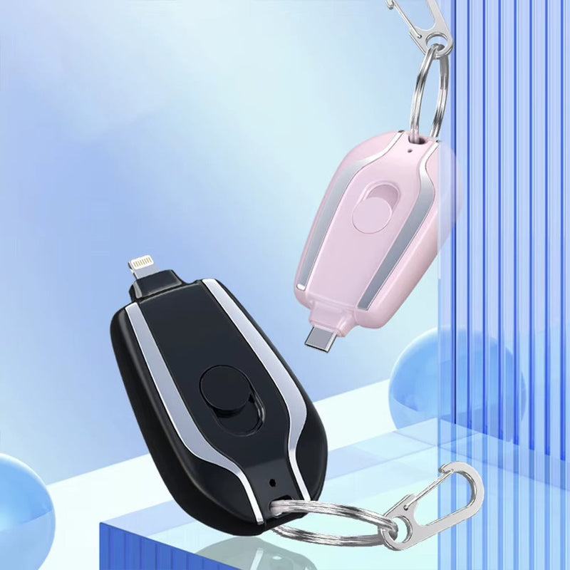 Mini Cargador Portatil Llavero Lightning y USB-C